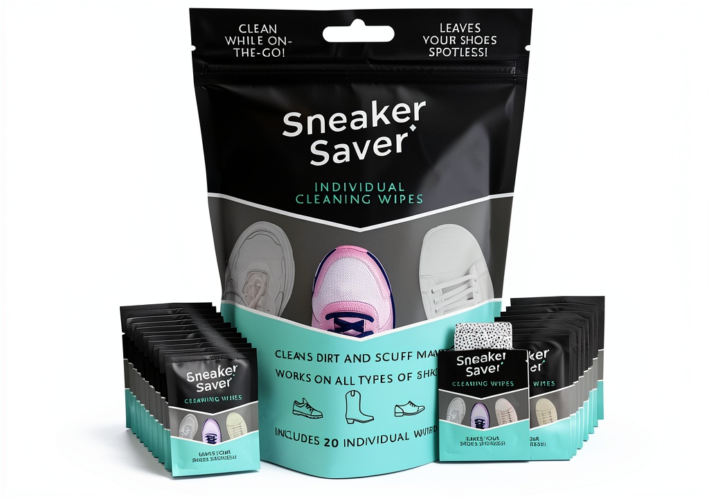 ALAZCO shoe cleaner wipes in a travel bag