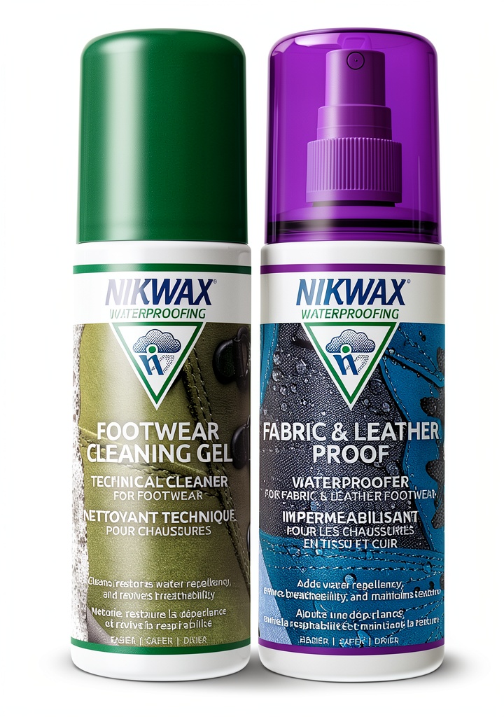 Applying Nikwax cleaning gel to a hiking boot