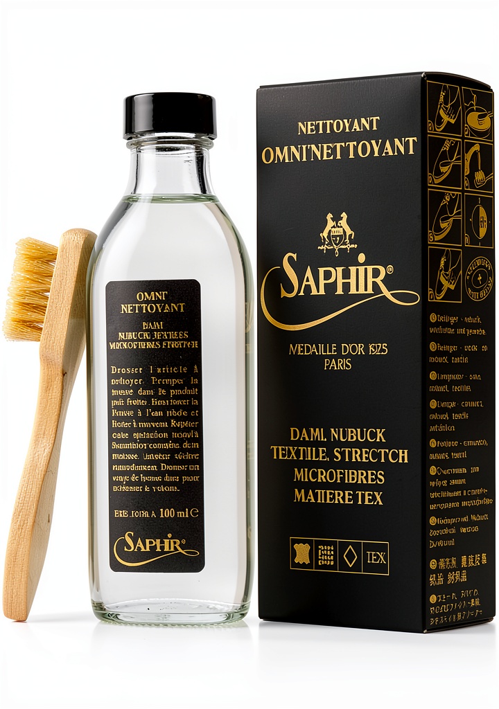 Applying Saphir Omni’Nettoyant to a suede sneaker