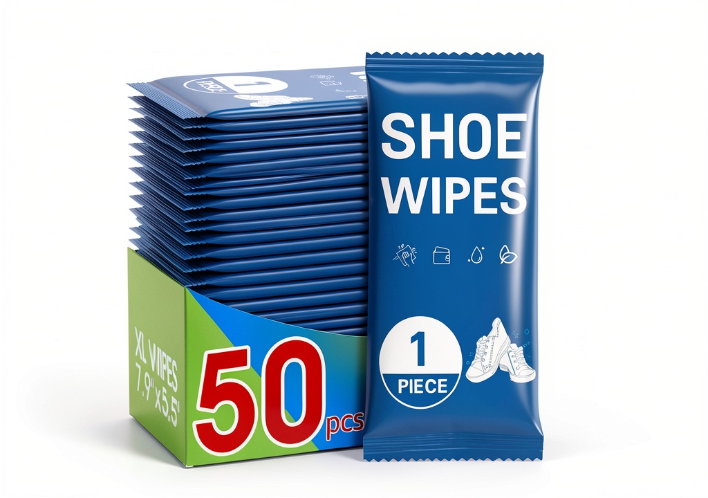 Shoe cleaning wipes in a compact package