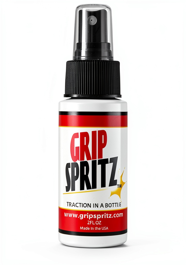 Athlete applying Grip Spritz Shoe Traction Spray to volleyball shoes