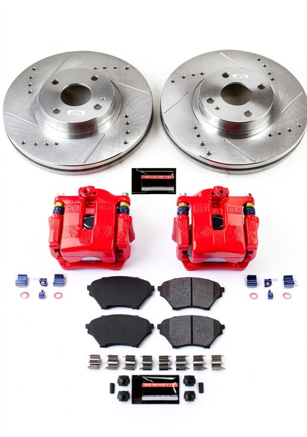 Power Stop Front Brake Kit for Mazda Miata Rotors & Carbon‑Fiber Pads-1