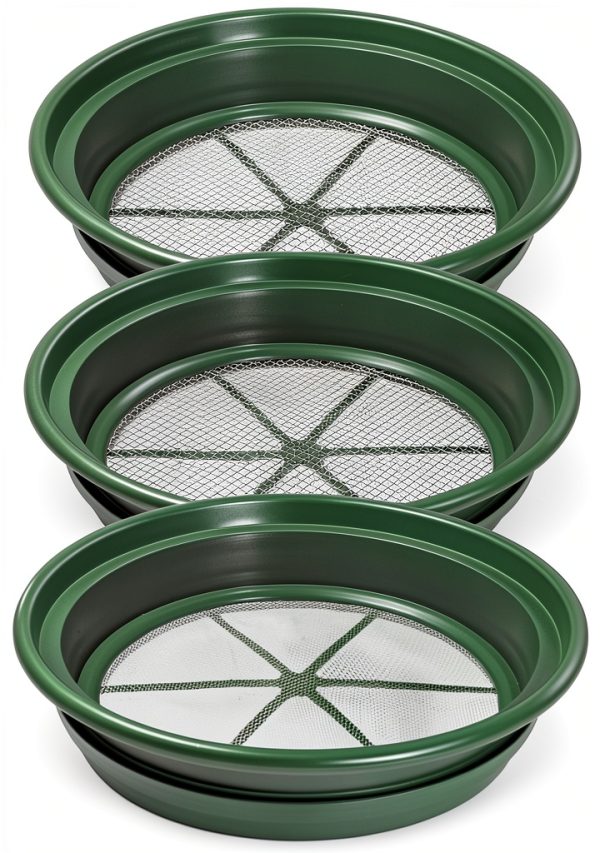 Gold Sifting Classifier 3-Piece Set DRAGONXT 13¼" Stackable Sieves-0