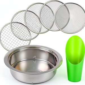 Soil Sieve Stainless Steel Garden Sifter with 5 Mesh Screens - IANFAN-0