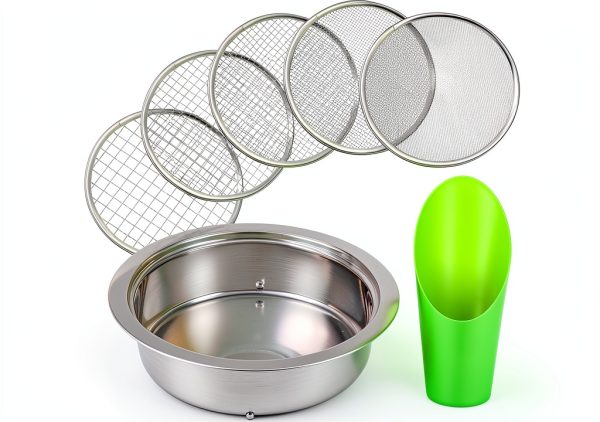 Soil Sieve Stainless Steel Garden Sifter with 5 Mesh Screens - IANFAN-0