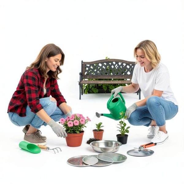 Soil Sieve Stainless Steel Garden Sifter with 5 Mesh Screens - IANFAN-6